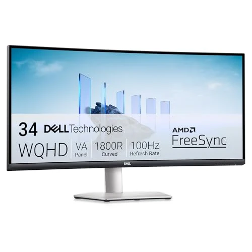 Offerta a tempo: Dell S3423DWC USB-C 34" WQHD (3440x1440) 21:9 1800R Monitor Curvo, 100Hz, VA, 4ms, AMD FreeSync, 99% sRGB, Altoparlanti integrati, USB-C, 2x HDMI, Anni di Garanzia - 21% da 509.00 € a 399.99 €