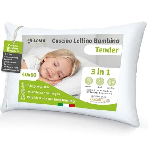 Tijdelijke aanbieding: Dilamababy Kinderkussen 40x60 cm - Verstelbare Hoogte, Peuter Hoofdkussen van 19.90 € naar 19.90 € (0.00% korting)