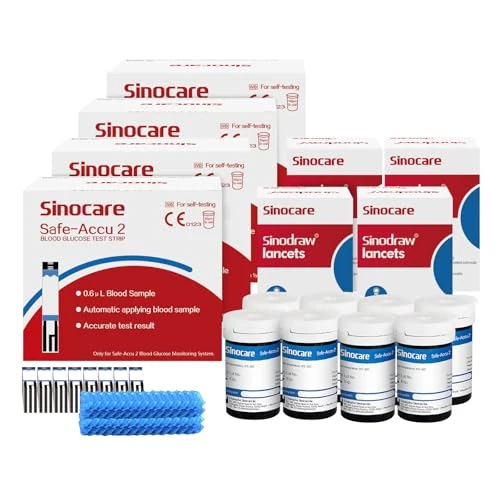 sinocare Safe-Accu2 paski testowe cukru we krwi 200, paski testowe do samokontroli (Safe Accu2, 200 szt. pasków testowych)