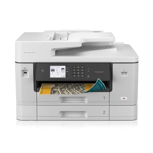 Offerta a tempo: Brother MFCJ6940DW | Multifunzione Inkjet a colori A4/A3 | Duplex | Due cassetti da 250 ff cad e ADF da 50 | Touchscreen 6.8 Cm | USB, LAN, WiFi | Colore Bianco | Cartucce incluse da 550 pag - 29% da 345.99 € a 245.00 €