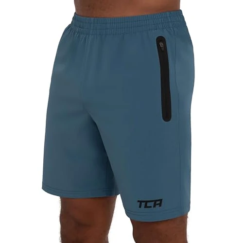 Offerta a tempo: TCA Elite Tech Pantaloncini Corti Uomo Sportivi da Corsa con Tasche Laterali con Zip - Azzurro, L - 35% da 21.99 € a 14.24 €