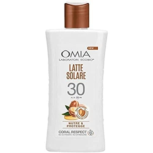Offerta a tempo: Omia, Latte Solare Protettivo SP30 Viso e Corpo con Olio di Argan del Marocco, Protezione Solare Alta, Per Pelli Chiare e Sensibili al Sole, Dermatologicamente Testato, Flacone da 200 ml - 44% da 16.19 € a 8.99 €