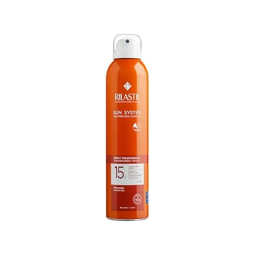 Offerta a tempo: Rilastil Sun System Transparent, Spray Corpo Transparente, Azione Antiossidante, Texture Ultra Leggera, per Tutti i Tipi di Pelle, SPF 15, Confezione da 200ml - 0.00% da 13.70 € a 13.70 €