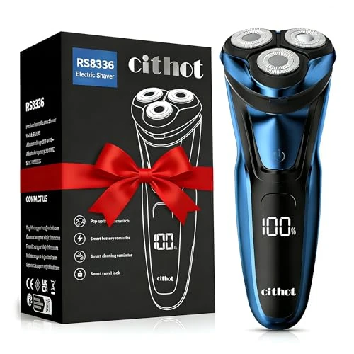 Zeitlich begrenztes Angebot: CITHOT Rasierer Herren Elektrisch, Elektrischer Rasierer Nass- und Trockenrasierer mit Präzisionstrimmer, Elektrorasierer Herren IPX7 mit Reiseverriegelung RS8336 Blau von 29.99 € auf 29.99 € (0.00% Rabatt)