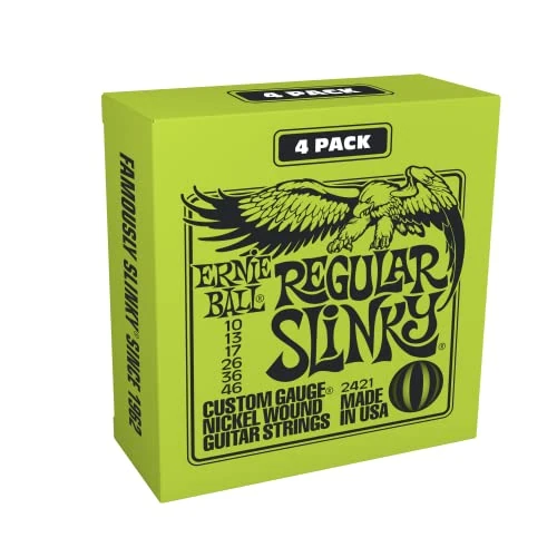 Ernie Ball Regular Slinky Nickel Wound snaren voor elektrische gitaar, set van 4 stuks - 10-46 Gauge