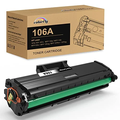Colorfly 106A W1106A Toner Compatible With HP Laser 107a 107r 107w MFP 135a 135r 135w 135wg 137fnw 137fng - Black, 1-Pack With Chip