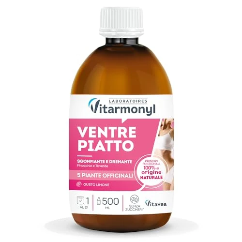 Offerta a tempo: Vitarmonyl Ventre Piatto - Drenante con Thè Verde e Finocchio - Detox da Bere - Contro il Gonfiore - Gusto Limone - 500 ML - - 32% da 7.35 € a 4.99 €