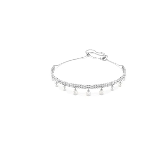 Swarovski Naszyjnik typu choker Ariana Grande x Swarovski, Kryształowa Perła, Szlif okrągły, Biały, Powłoka z rodu