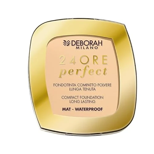 Deborah Milano 24h Perfect Compact Foundation, SPF 20, 01 Light Beige, Finish Mat, No Transfer und langer Halt, verleiht eine natürliche und ebenmäßige Haut