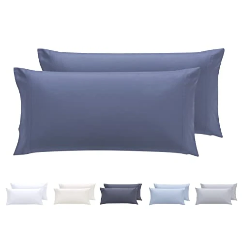 Todocama – Juego de 2 Fundas de Almohada, Microfibra Extra Suave, hipoalergénicas. Juego de 2-70x40 cm Azul grisáceo
