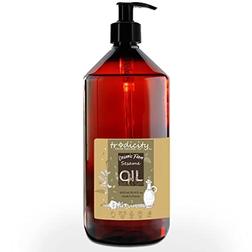 Limited-time offer: 100% Pure and Natural Organic Sesame Oil extracted from the cold pressing of sesame seeds. Certified Organic. Skin and Hair Care. Ayurveda Massage Oil - 1000 ml 1 L from 26.89 £ to 26.89 £ (save 0.00%)