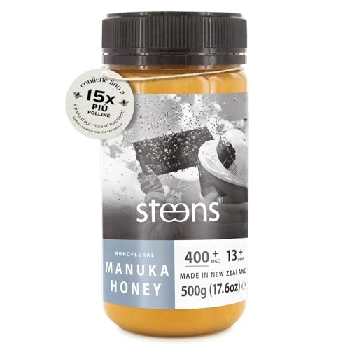Zeitlich begrenztes Angebot: Steens Manuka Honey MGO 400 + - 500 g rein roher 100% zertifizierter UMF 13+ Manuka Honig - abgefüllt und versiegelt in Neuseeland - 500 g von 54.95 € auf 44.95 € (18% Rabatt)