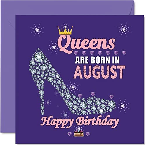 Offerta a tempo: Stuff4 Biglietti di compleanno donne Queens Are Born in August biglietti di auguri umoristici moglie fidanzata mamma figlia sorella nonna zia nonna amica 145mm idee regalo - 0.00% da 6.78 € a 6.78 €