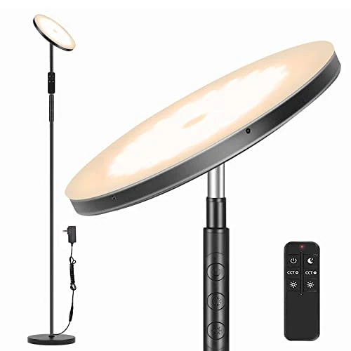 Lampada LED da Terra Moderna Design, 3000LM 36W Piantane da Salotto con Telecomando & Tocco, Montaggio in 1 Min, Base ponderata da 2,5 kg, Lampada Alta da Salotto per Camera da Letto, Ufficio (Nera)