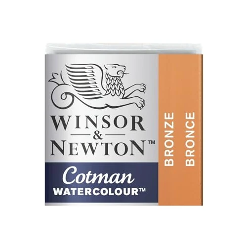 Winsor & Newton 0301058 Cotman Metallic Aquarellfarbe - Bronze - 1/2 Napf, lebendige Studio-Wasserfarbe, hochwertige Pigmente & sehr gute Verarbeitungseigenschaften