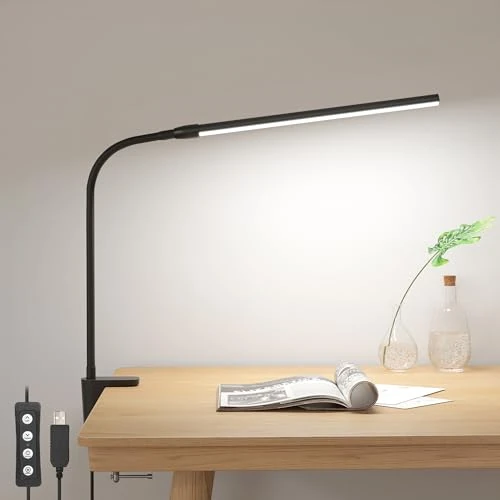 Limited-time offer: Lepro Desk Lamp Clamp, Eye Caring Desk Light, 5W 460lm, Dimmable LED Desk Lamp, 10 Brightness Levels x 3 Colour Modes, USB Powered Clip on LED Desk Light for Office, Study, Crafts, Nails, Reading from 19.99 GBP to 16.99 GBP (save 15%)