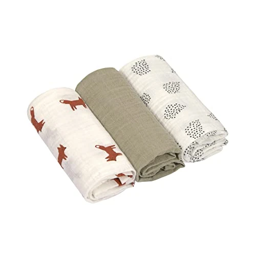 Oferta limitowana: LÄSSIG Kocyk dziecięcy z gazy 3-częściowy zestaw bawełniany 60 x 60 cm/koc do pływania i burp M Little Forest Fox z 62.53 zł na 62.53 zł (oszczędź 0.00%)