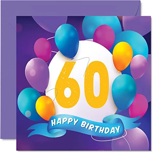 Offerta a tempo: Biglietto di auguri per 60° compleanno per uomini e donne per festa con palloncino per 60 anni uomo donna mamma papà zia zio nonno nonno nonno nonno nonno nonno nonno nonno nonno nonno 145mm - 0.00% da 8.69 € a 8.69 €