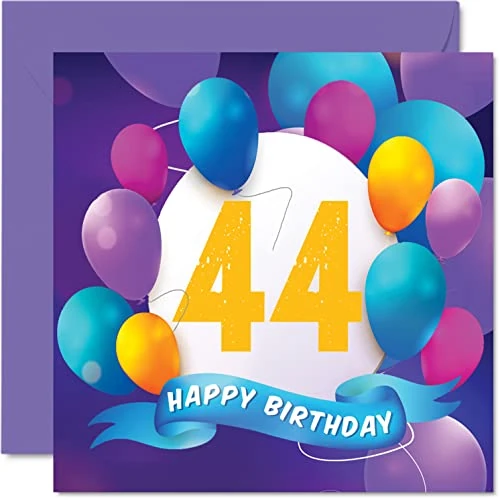 Limited-time offer: 44th Birthday Card for Men Women - Balloon Party - Happy Birthday Cards for 44 Year Old Man Woman Brother Sister Mum Dad Auntie Uncle Best Friend Cousin, 145mm Bday Greeting Cards Gift from 3.99 £ to 3.99 £ (save 0.00%)