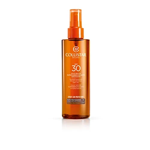 Collistar Olio Secco Superabbronzante Idratante, SPF 30, Intensifica l'Abbronzatura e Protegge dalla Salsedine, per Viso e Collo, Water Resistant, 200 ml