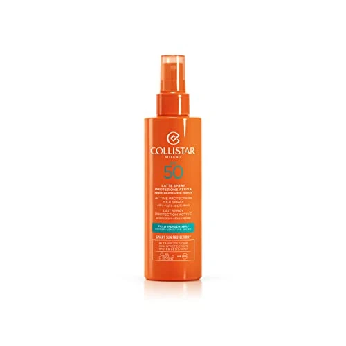 Collistar Latte Spray Protezione Attiva Pelli Ipersensibili, SPF 50, Protezione Alta per Pelli Sensibili, Adatto anche a Bambini, per Viso e Collo, Water Resistant, 200 ml