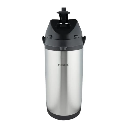 Limited offer: Pioneer 4.0L Stainless Steel Lever Airpot, Leakproof Flask for Hot and Cold Drinks, Easy Pump Drink Dispenser for Events, Silver from 38.05 EUR to 35.77 EUR (save 6%)