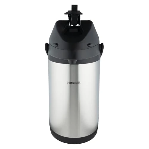 Pioneer 5.0L Stainless Steel Lever Airpot, Leakproof Flask for Hot and Cold Drinks, Easy Pump Drink Dispenser for Events