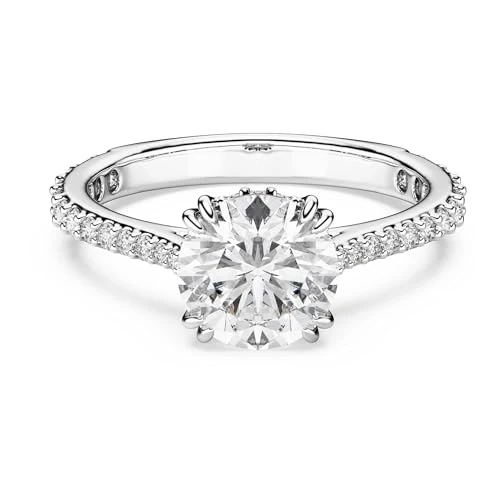 Offerta a tempo: Swarovski Anello cocktail Stilla, Taglio tondo, Pavé, Bianco, Placcato color argento - 56% da 139.00 € a 60.63 €