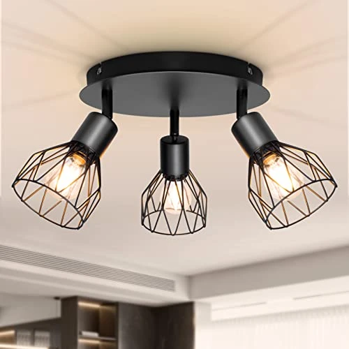 Offre limitee: Dehobo Plafonnier Industriel Spots et Rails de Spots Noir, Rampe Spot avec Douille E14, Barre de Spot 40W sans Ampoules, Plafonnier 3 Spots LED Orientable pour Interieur Cuisine Chambre Salon de 40.09 EUR a 40.09 EUR (economie 0%)