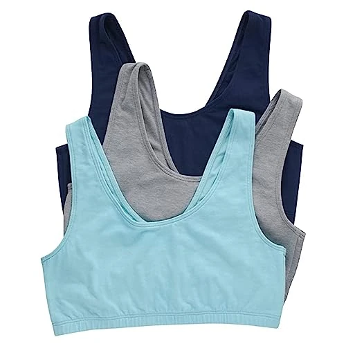 Zeitlich begrenztes Angebot: Hanes Damen Pack, Cotton Scoopneck Bralette, Low-Impact Sports Bra, 3-Pack BH, Undurchsichtige, Marineblau/Beton Heather/Ultra Blue, Medium (3er von 32.13 € auf 32.13 € (0.00% Rabatt)