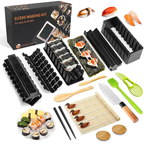 Limited-time offer: MLRYH Sushi Maker Kit, 20 pcs DIY Complete Sushi Kit for Beginners with Sushi Mat, Chopsticks, Avocado Slicer, Paddle, Spreader, Sushi Knife, Chopstick Holder, Sauce Dishes, Brush. from 24.99 £ to 24.99 £ (save 0.00%)
