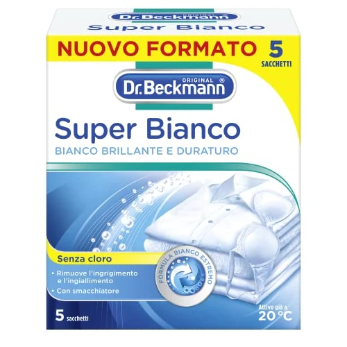 Dr. Beckmann Super Bianco | Rimuove l'ingrigimento | Combatte l'ingiallimento | Rende la biancheria bianca più bianca | 5 x 40 g