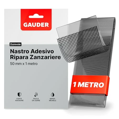 Offerta a tempo: GAUDER Nastro Riparazione Zanzariere - Kit Riparazione Insetti in Fibra di Vetro Autoadesivo - Toppa di Riparazione per Finestra, Porta, Veranda (1 m x 50 mm - nero) - 0.00% da 6.99 € a 6.99 €