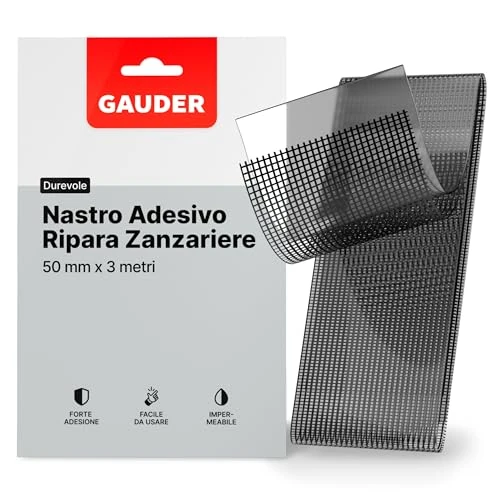 Offerta a tempo: GAUDER Nastro Riparazione Zanzariere - Kit Riparazione Insetti in Fibra di Vetro Autoadesivo - Toppa di Riparazione per Finestra, Porta, Veranda (3 m x 50 mm - nero) - 0.00% da 8.99 € a 8.99 €