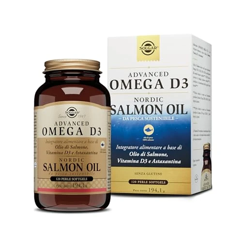 Offerta a tempo: Solgar Advanced Omega D3, 120 perle softgels - Integratore alimentare con olio di salmone nordico — 39% da 49,80 € a 30,17 €