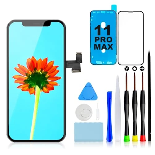 Offerta a tempo: GULEEK Display per iPhone 11 PRO Max Schermo LCD Sostituzione Vetro Schermo Parti 6,5 Pollici Touch Screen Digitizer di Ricambio con Kit di Strumenti di Riparazione (Nero) - 10% da 31.01 € a 27.89 €