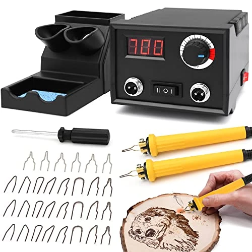 Offerta a tempo: Macchina per Pirografia, Luriseminger 60W Pirografo per Legno Professionale Digitale Temperatura Regolabile 0-700 ℃ Pirografia Legna 2 Penne 30 Teste di Penna per Legno, Pelle, Zucca - 0.00% da 56.99 € a 56.99 €