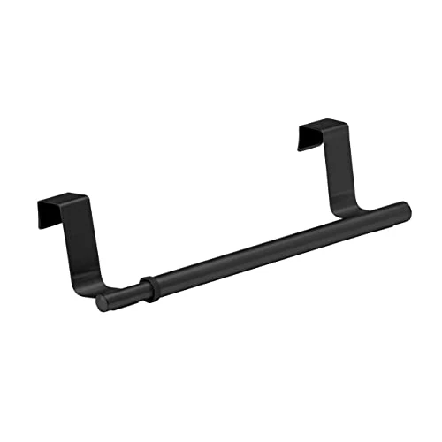 Zeitlich begrenztes Angebot: WENKO Tür-Handtuchstange Teleskop, Handtuchhalter zum Einhängen an Schrank & Schublade, ausziehbar, 36-60 x 6 x 7 cm, Edelstahl, Schwarz von 11.99 € auf 11.99 € (0.00% Rabatt)