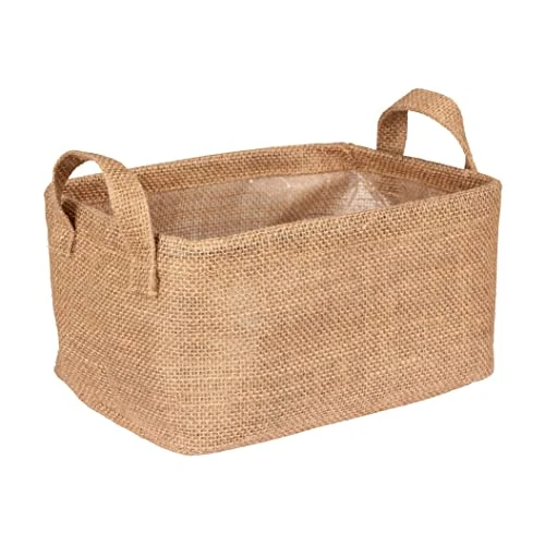 Tijdelijke aanbieding: WENKO Opbergmand Juna M, decoratieve mand voor het overzichtelijk opbergen van accessoires zoals kleding, met twee praktische handgrepen, buitenmateriaal 100% jute, 24 × 17 × 17 cm, bruin van 7.99 € naar 7.99 € (0.00% korting)