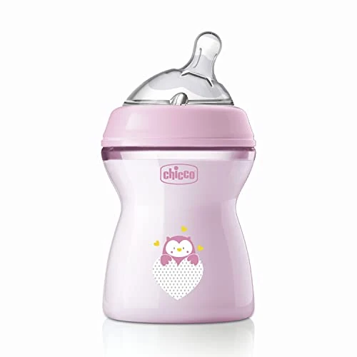 Offerta a tempo: Chicco Natural Feeling Biberon Anticolica 2 Mesi + da 250 ml, Biberon con Tettarella in Silicone Morbida e Flessibile, Adatto per Allattamento Misto, Flusso Medio, Colore Rosa - 33% da 12.99 € a 8.73 €