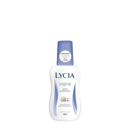 Offerta a tempo: Lycia, Original Deodorante Vapo No Gas con Antibatterico e Microspugne Effetto Asciutto per una Sensazione di Freschezza Durevole, Efficace fino a 48H, 75 ml - 53% da 3.99 € a 1.89 €