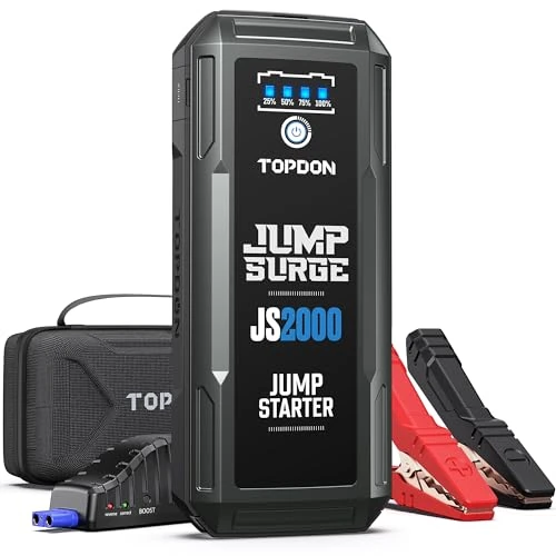 Limited-time offer: TOPDON Jump Starter Power Pack JS2000Pro, 2500A/16000mAh Battery Booster Jump Starter for Up to 8L Gas/6L Diesel Engines, Portable Jump Start Power Bank with Jumper Cable/LED Flashlight from 89.99 £ to 89.99 £ (save 0.00%)