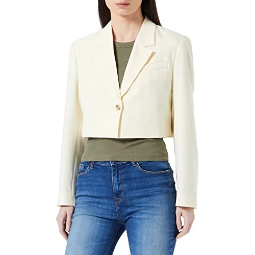 Jack & Jones Women's Jxmary Cropped Blazer Sn, Seedpearl, 18