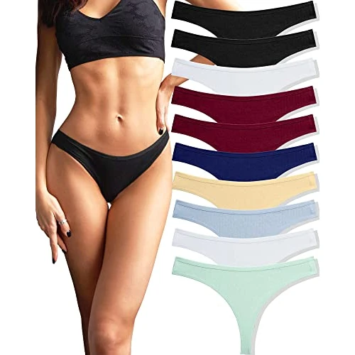 Limited-time offer: FINETOO Pack of 10 Cotton Thong Women's Sexy Lingerie Briefs Tanga Hipster Underpants Thongs Set Underwear Comfortable Women Multicoloured S-XL,A-10,M from 16.99 £ to 14.41 £ (save 15%)