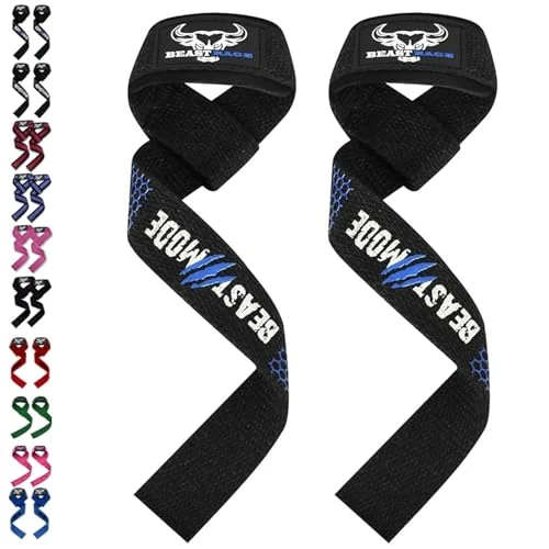Offerta a tempo: BEAST RAGE - straps palestra Cinghie per sollevamento pesi Imbottite, Supporto per i polsi, Cinghie per Fitness e Palestra, con presa flessibile gel Fasce Polsi Accessori Powerlifting (Silicone blu) - 23% da 9.95 € a 7.67 €
