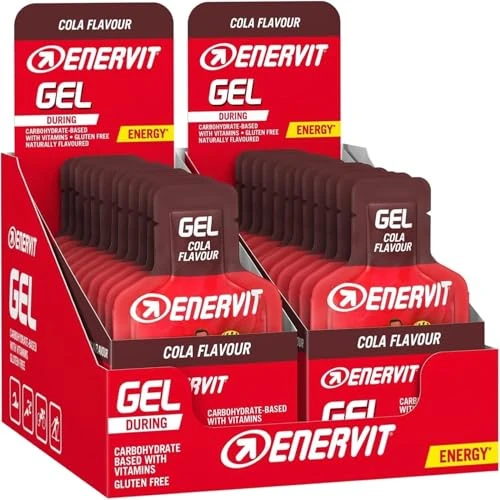 Enervit Sport Gel Cola ohne Koffein High Carb Energie Gel | Lauf Gel, Energy Gel Sport, Gel Radfahren | 24x25ml