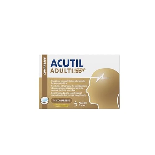 Offerta a tempo: Acutil Adulti 55+, Integratore Alimentare a Base di Calcio, Zinco, Magnesio e Vitamine B, Contribuisce alla Normale Funzione Cognitiva e Muscolare, e al Mantenimento delle Ossa Normali, 24 Compresse - 0% da 13.26 € a 13.26 €