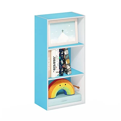 Offre limitée : Furinno Luder Bibliothèque ouverte à 3 niveaux, Blanc/Bleu clair, 3-Tier de 48.99 EUR à 39.30 EUR (remise 20%)