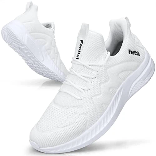 Oferta ograniczona: Feethit Sneakersy męskie buty sportowe, buty do biegania, buty sportowe, męskie, tenisowe, fitness, jogging, buty trekkingowe, lekkie, oddychające, na czas wolny, do biegania po ulicy, buty wsuwane, biały, 44 EU z 199.38 EUR na 199.38 EUR (znizka 0%)