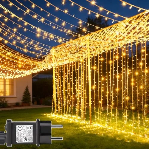 Offre limitée : yowin Rideau Lumineux 6m x 3m 600 LED Guirlande Lumineuse Extérieur et Intérieur avec Transformateur, Étanche 8 Modes & Timer Rideau LED Décoration Mariage, Fête, Jardin, Pergola - Blanc Chaud de 35.99 € à 35.99 € (0.00% de remise)